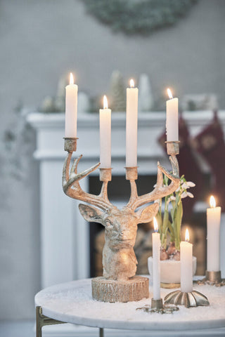 Serafina candlestick deer H31cm antique light gold