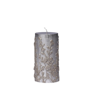 Elegia decorative candle H15 cm. silver