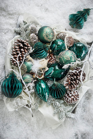 Cadelia Christmas ball 6 cm dark green