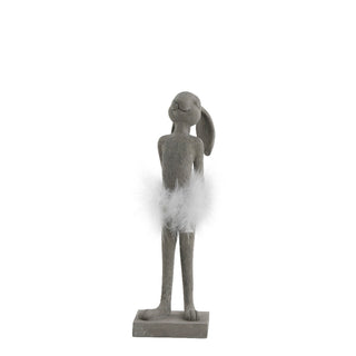 Semilla Easter bunny with feathers 26.8 cm. grey