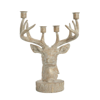 Serafina candlestick deer H31cm antique light gold