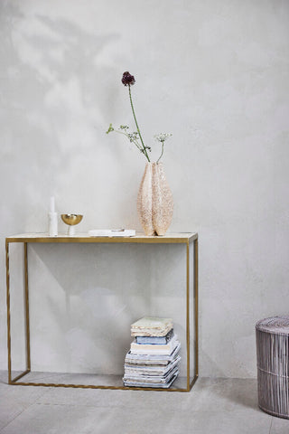 Marcera console table 100x80 cm. gold with clinker