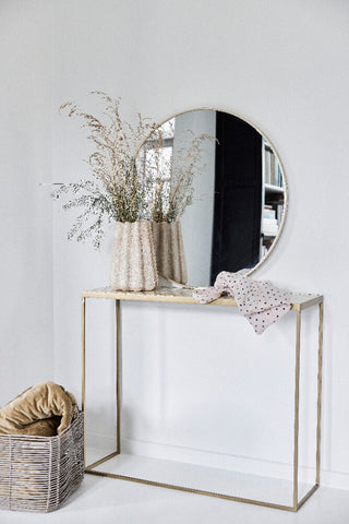 Marcera console table 100x80 cm. gold with clinker