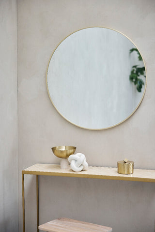 Marcera console table 100x80 cm. gold with clinker